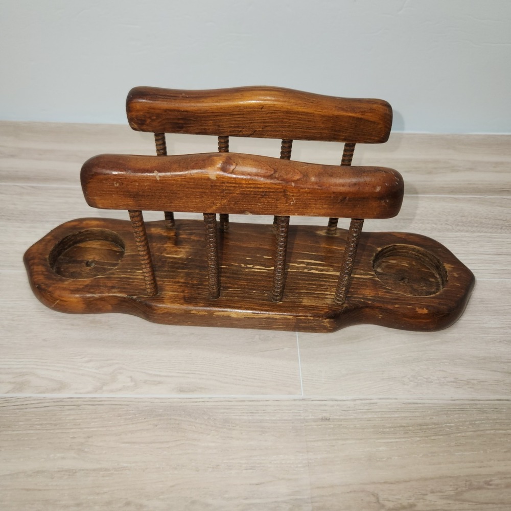 MCM Vintage Wooden Slatted‎ Napkin Holder With S&P Slots